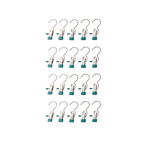 모든양품 금속 클립 스테인리스 후크, 20개, 그린