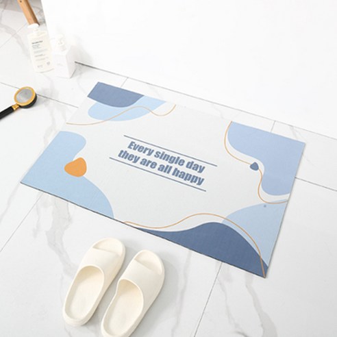 JCP 일러스트 물흡수 욕실 매트 50 x 80 cm, 물결, 1개