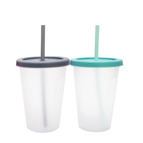 아가프라 심쿵빨대컵 400ml 2종 E세트, 1세트, 그레이 + 민트