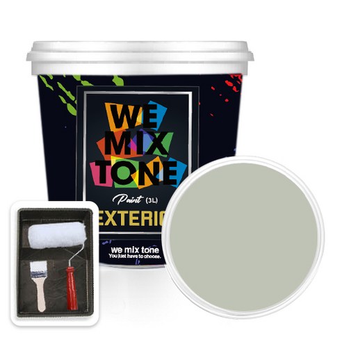 WEMIXTONE 외부용 EXTERIOR 페인트 3L + 붓 + 로울러 + 트레이 세트, WMT0307P01(페인트), 1개