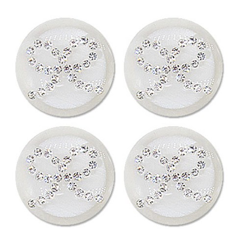고급 큐빅 보석 단추 리본 21mm, 화이트, 4개