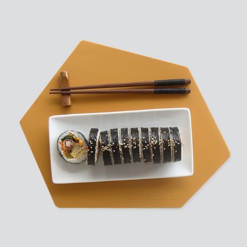 에이드엘 미니 실리콘 테이블매트 폴리곤, 머스타드, 350 x 274 mm
