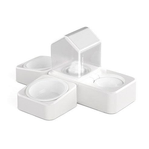 카르노코리아 반려동물 하우스 반자동 도자기 급수식기 3구, 화이트, 1개