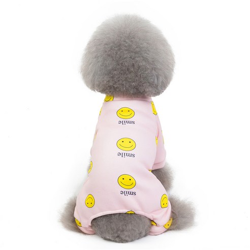 MING 강아지 고양이 스마일 내복 티셔츠, 핑크
