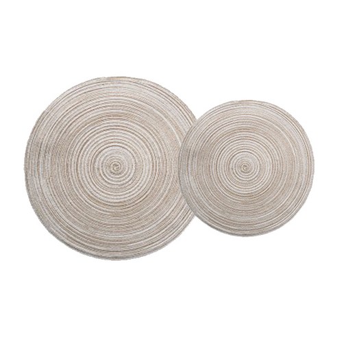 마켓감성 원형 고급라탄 테이블매트 2p, 베이지, 18cm, 36cm