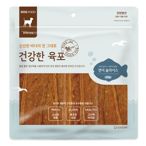 굿데이 건강한 육포 슬라이스 강아지간식, 참치, 100g, 3개