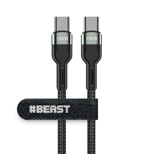 샵비스트 C to C 100W QC4.0 PD 초고속충전 직조방식 케이블, 그린블랙, 2m