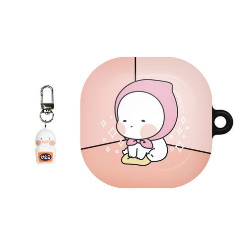 옴팡이 멜로우 갤럭시 버즈 라이브 / 프로 슬림하드 케이스 + 키링 세트, 청소팡(케이스), 랜덤발송(키링)