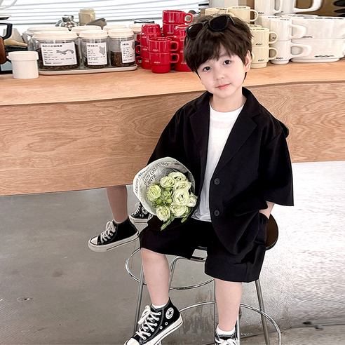 미소파파 남아용 보이프랜드 반팔 수트 세트