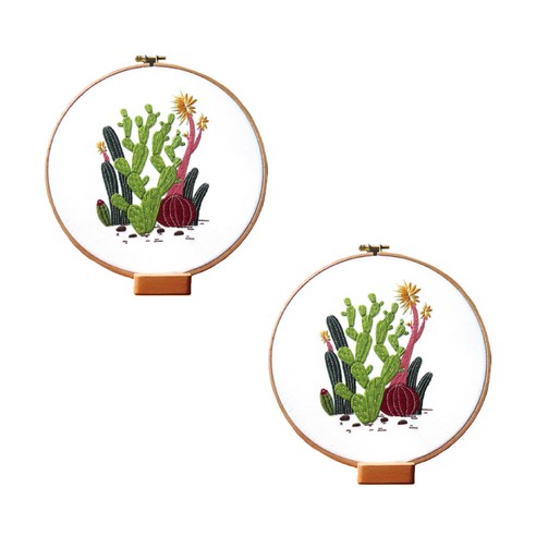 아리코 홈카페 인테리어 플랜트 DIY 자수세트 23cm, 2세트, 선인장 A TYPE