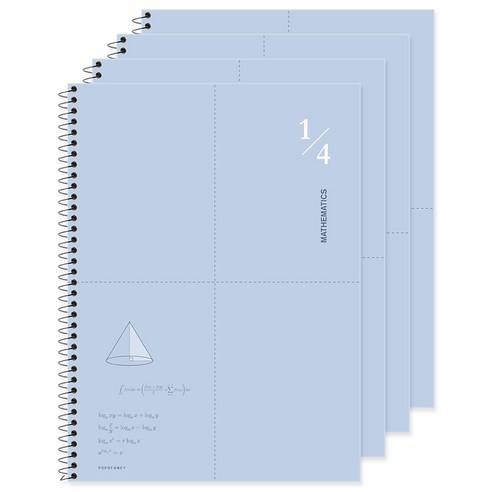 포포팬시 2000 4분할 수학연습장 YPC-4437, 블루, 4개