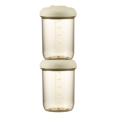 푸고 유아용 프리미엄 뉴트럴 시리즈 PPSU 이유식용기 TKFH-250, 250ml, 뉴트럴그린, 2개