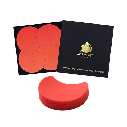 까사무띠 아모르 수저받침 4p Gift Box, 레드, 1개