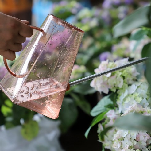 라이프스윗 플라스틱 소재 화분 꽃 물 주기 가꾸기 심플 디자인 물뿌리개 핑크, 1개