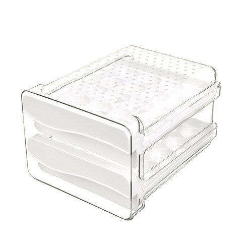 라이크하우스 냉장고 2단 달걀 보관함 40구, 화이트 + 투명, 1개