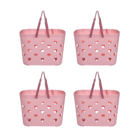 리오더즈 가벼운 하트 펀칭 목욕바구니 핑크 24.5 x 17cm, 4개