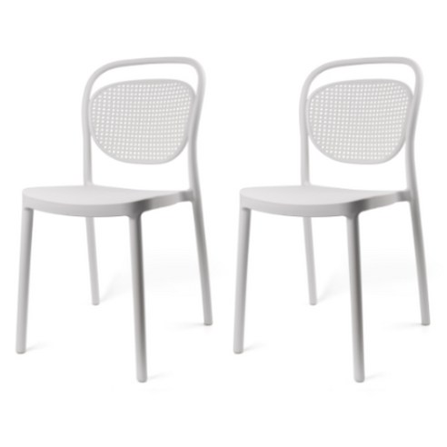 포블리스 베라체어 라탄 카페 의자 2p, 화이트, 페일옐로우, 1세트