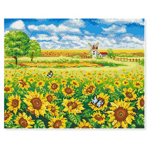 더홈스 DIY 프리미엄 보석 십자수 키트, 1세트, 05 풍차 해바라기