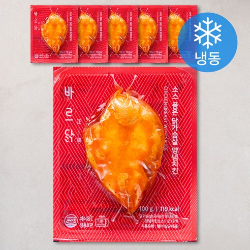 바르닭 소스품은 닭가슴살 양념치킨 (냉동), 100g, 6팩