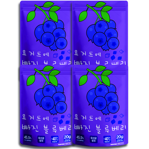 요거트에 빠진 블루베리 과자 20g, 4개, 블루베리 + 요거트 혼합맛