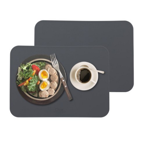 디아르 플래티넘 실리콘 방수 식탁매트 스탠다드, 다크그레이, 40.2 x 28.8 cm, 2개