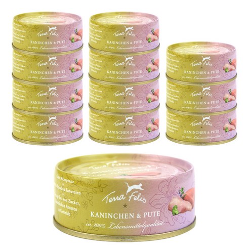 테라펠리스 고양이 토끼 앤 칠면조 캔사료 12p, 80g, 12개