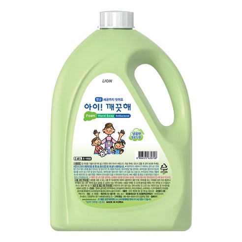 아이깨끗해 항균 거품 핸드 솝 리필 청포도, 1개, 2.45L