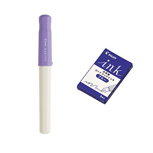파이롯트 카쿠노 만년필 + 카트리지 5p 세트, EF, SV(만년필), 블루(카트리지)
