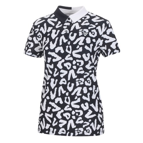 볼빅 여성용 골프 반전카라 패턴 티셔츠 VLTSM308BK