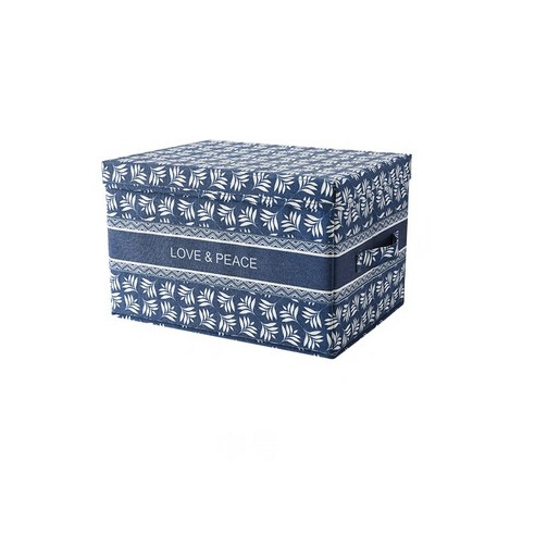 올하이 접이식 보관 상자 바닥 중간, 06 흰색 꽃 파란색, 1개