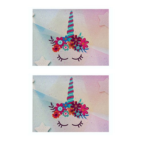 라벤더 유니콘 일러스트 플레이스 매트 2p, 15, 32 x 21 cm