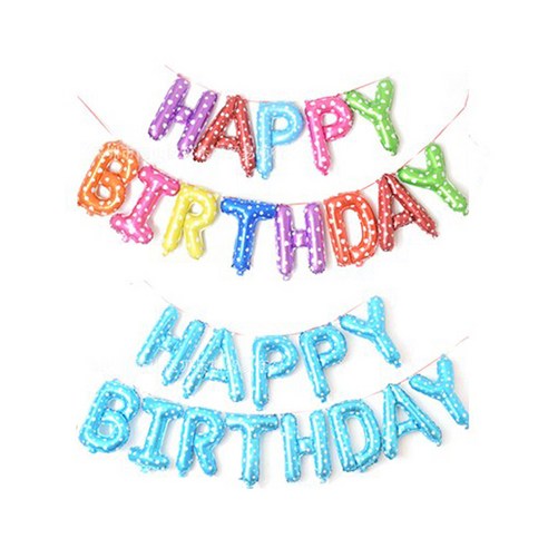마켓감성 해피생일파티 레터링 풍선 세트, 타입1, 타입2, 1세트