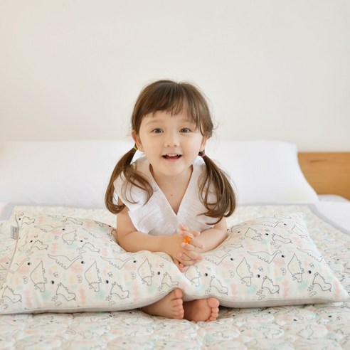 아띠블랑 인견 유아 와이드베개 커버2p+베개속통1p, 디노포레스트