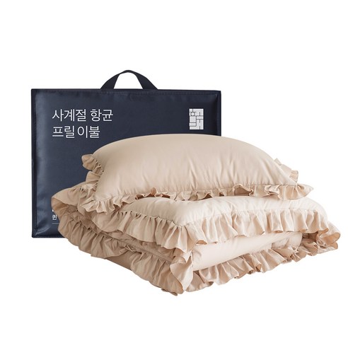 호무로 사계절 프릴 이불 + 프릴 베개커버 2p, 모카