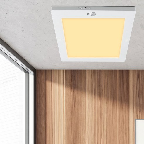 원하 DS LED 루다 플리커프리 사각 직하 센서등 18W 22cm, 화이트 + 전구색