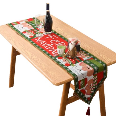 블럭마트 크리스마스 장식 패브릭 테이블 러너, type1, 1개, 180 x 33 cm