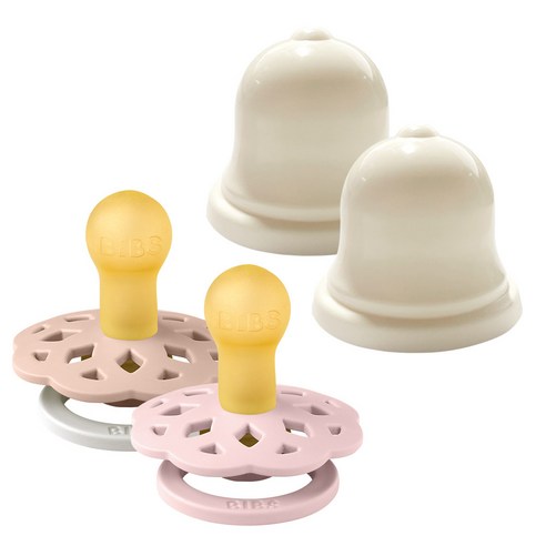 BIBS 보헴 고무 쪽쪽이 1단계 2종 + 실리벨 케이스 2p 세트, 1단계(신생아~6개월), 블러썸, 블러쉬나이트, 1세트