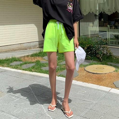 핑크시슬리 여성용 컬러팝 절개 4부 트레이닝 팬츠