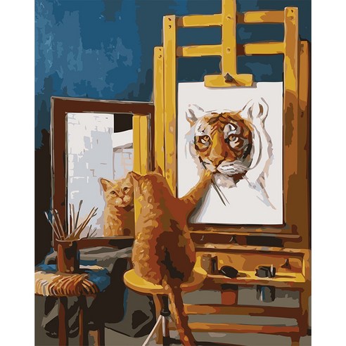 더웨일 DIY 유화 명화그리기 50 x 40 cm 고양이, 자화상 고양이, 1개