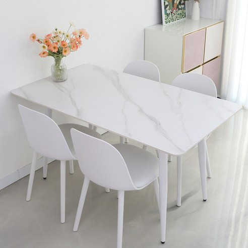 아름다운 식사 공간을 위한 참갤러리 마로니 1400 4인용 세라믹 직사각 식탁 + 의자 4p 세트 방문설치