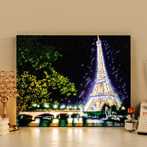 아트조이 DIY LED 캔버스형 보석십자수 40 x 50 cm, 에펠탑 야경, 1개