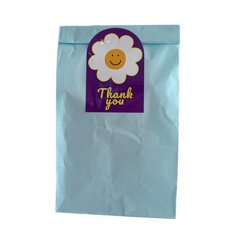 생일선물 포장 종이봉투 30p + 데이지스마일 스티커 50p 세트, 하늘색(종이봉투), 퍼플(스티커), 1세트