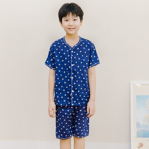 키즈라인 남아용 러블리 레이온 반팔 잠옷 상하의 세트