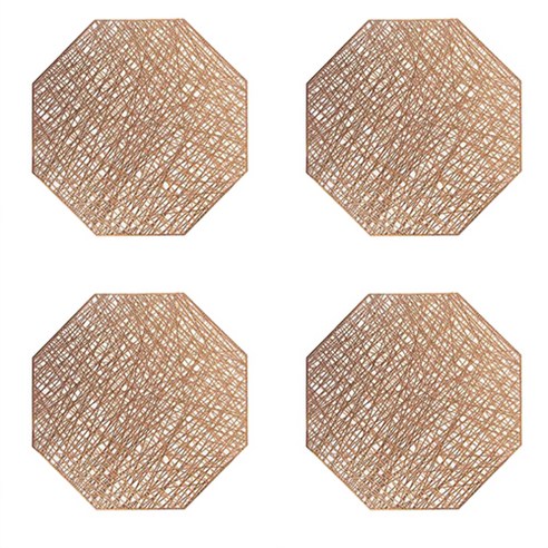 더플로우 불규칙 패턴 메탈 8각형 테이블매트 4p, 브론즈, 38 x 38 cm