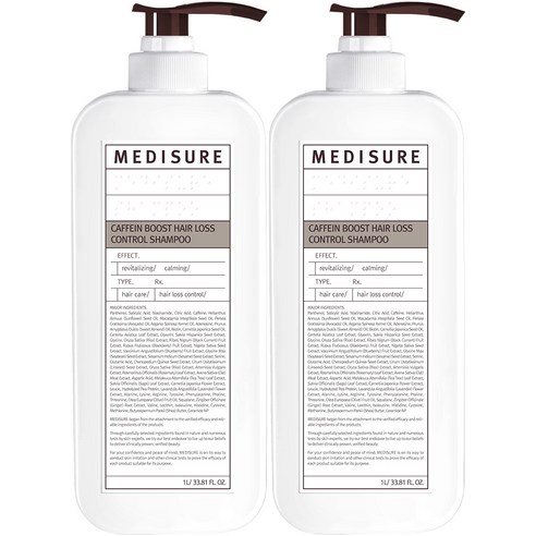 메디슈어 카페인 부스트 탈모 샴푸, 1000ml, 2개
