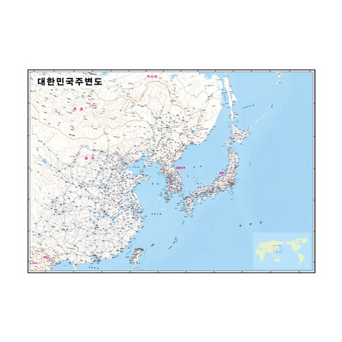 지도닷컴 대한민국 주변도 화이트 양면코팅형 210 x 150 cm + 전국행정도로지도 세트, 1세트