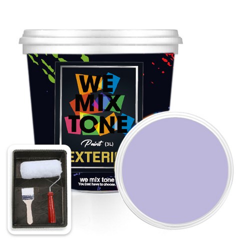 WEMIXTONE 외부용 EXTERIOR 페인트 3L + 붓 + 로울러 + 트레이 세트, WMT0397P01(페인트), 1개