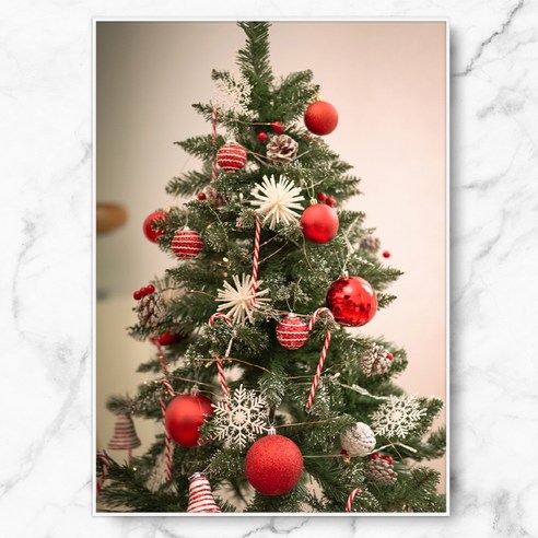 RYMD 메리 크리스마스 트리 포스터 + 메탈 액자, 화이트