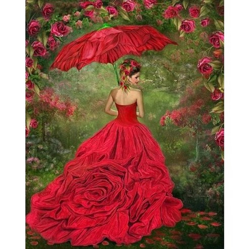 루시앤에밀리 DIY 큐빅십자수 40 x 50 cm, 1개, 붉은 장미