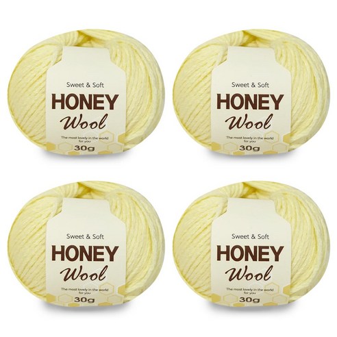 니뜨 허니 울 뜨개실 30g x 4p, 6연노랑